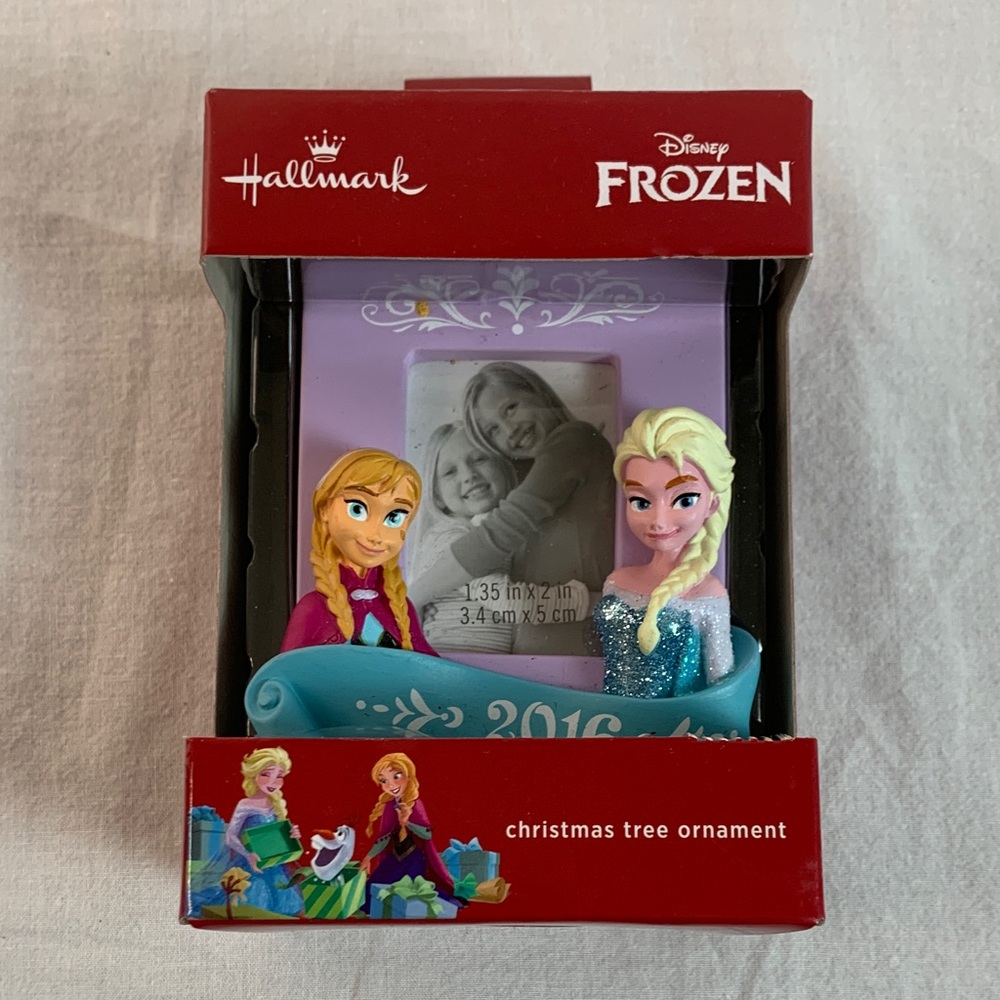 Hallmark 2016 Frozen Ornament with Anna and Elsa in Purple and Blue